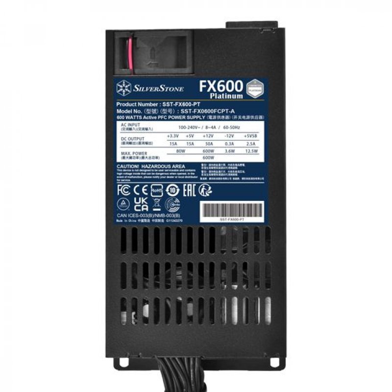 Silverstone FX600 Platinum unité d'alimentation d'énergie 600 W 20+4 pin ATX Flex ATX Noir