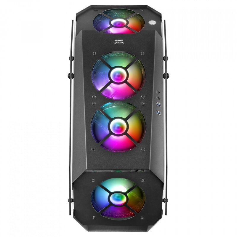 Mars Gaming MC51 Black PC Gaming ATX Case Dual Tempered Glass 5x RGB 12cm Fan