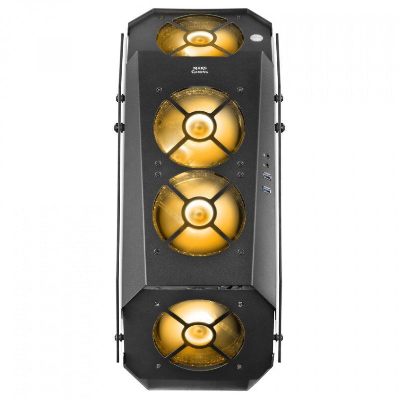 Mars Gaming MC51 Black PC Gaming ATX Case Dual Tempered Glass 5x RGB 12cm Fan