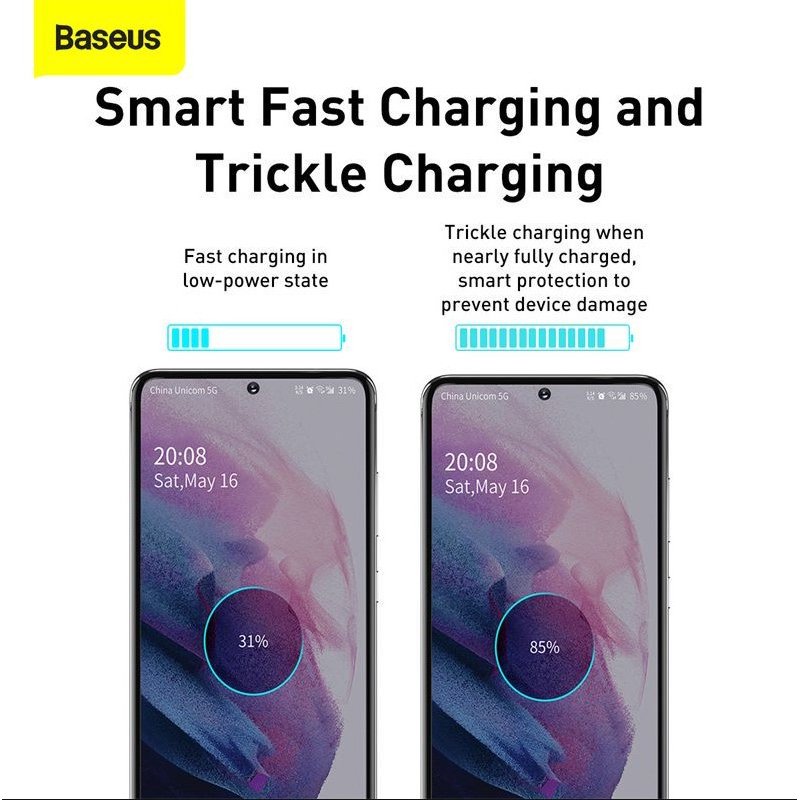 Baseus Travel Charger set Super Si 1C QC (With Mini White Cable Type-C to Type-C 3A 1m) 25W Black (TZCCSUP-L01)