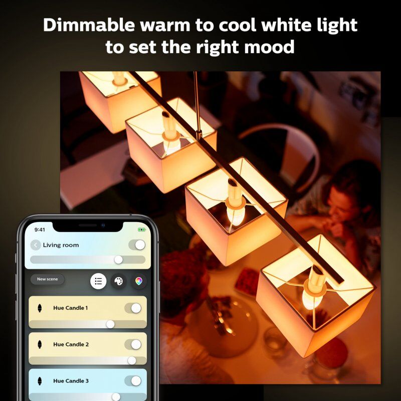 Philips Hue White ambiance Flamme - Ampoule connectée E14 - (pack de 2)