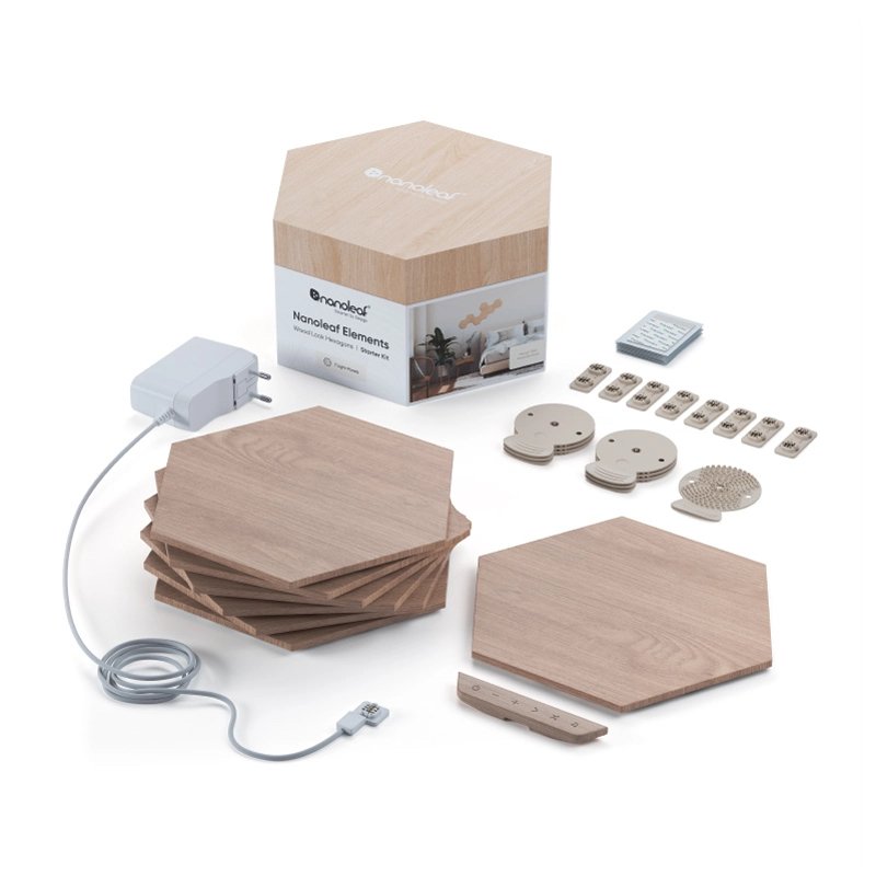 Nanoleaf - Elements - Wood Look Hexagons Starter Kit- 7 Panels