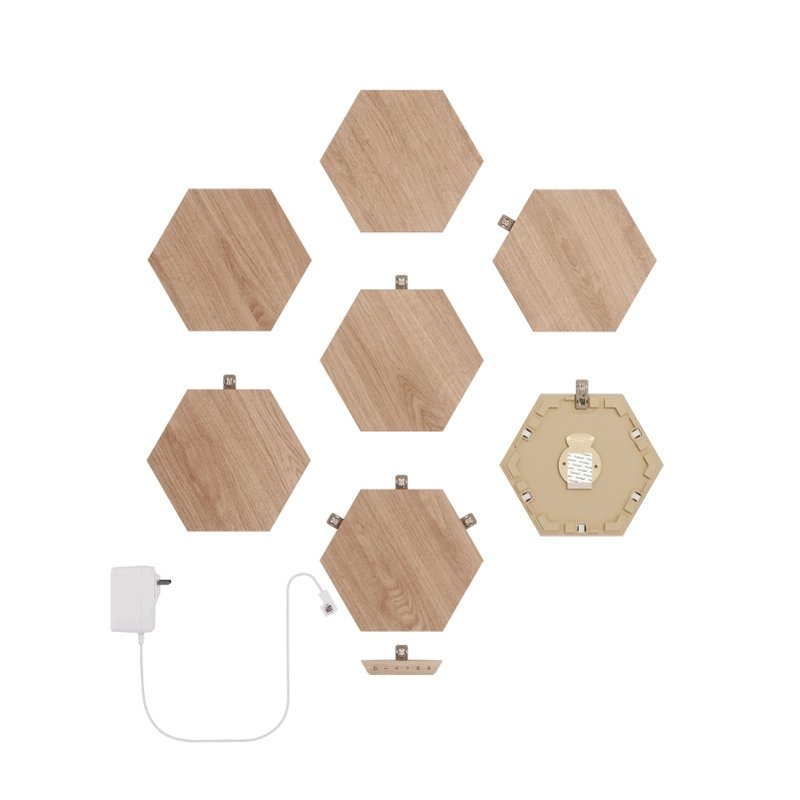 Nanoleaf - Elements - Wood Look Hexagons Starter Kit- 7 Panels