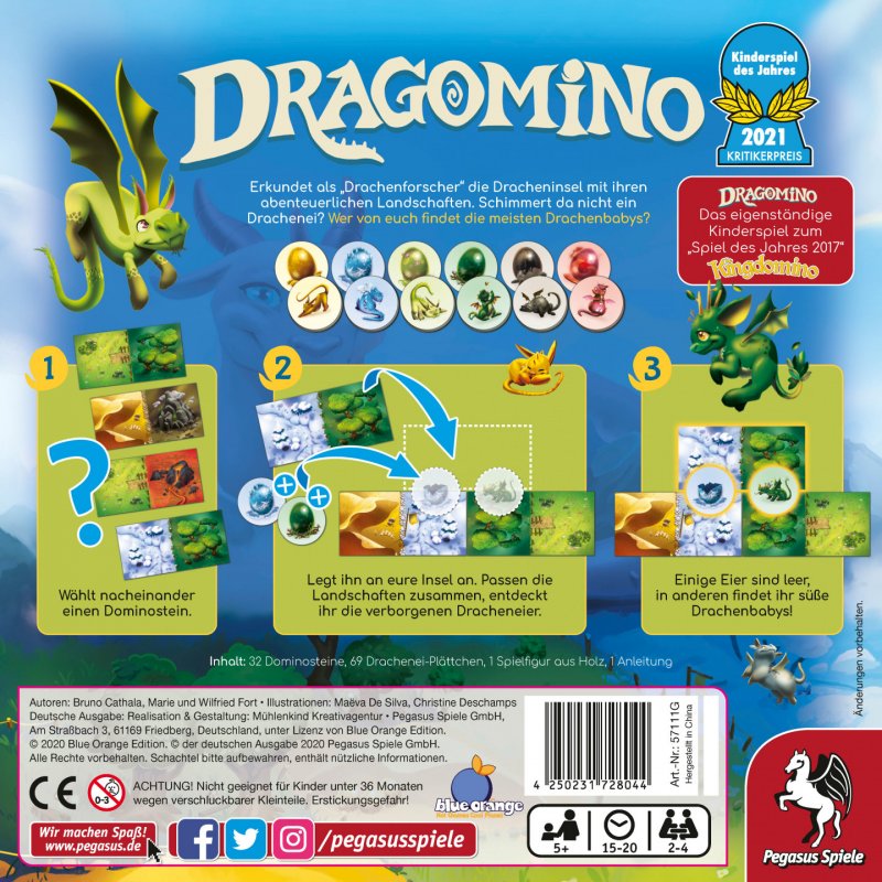 Pegasus Spiele Dragomino Kinderspiel 20 min Board game Role-playing