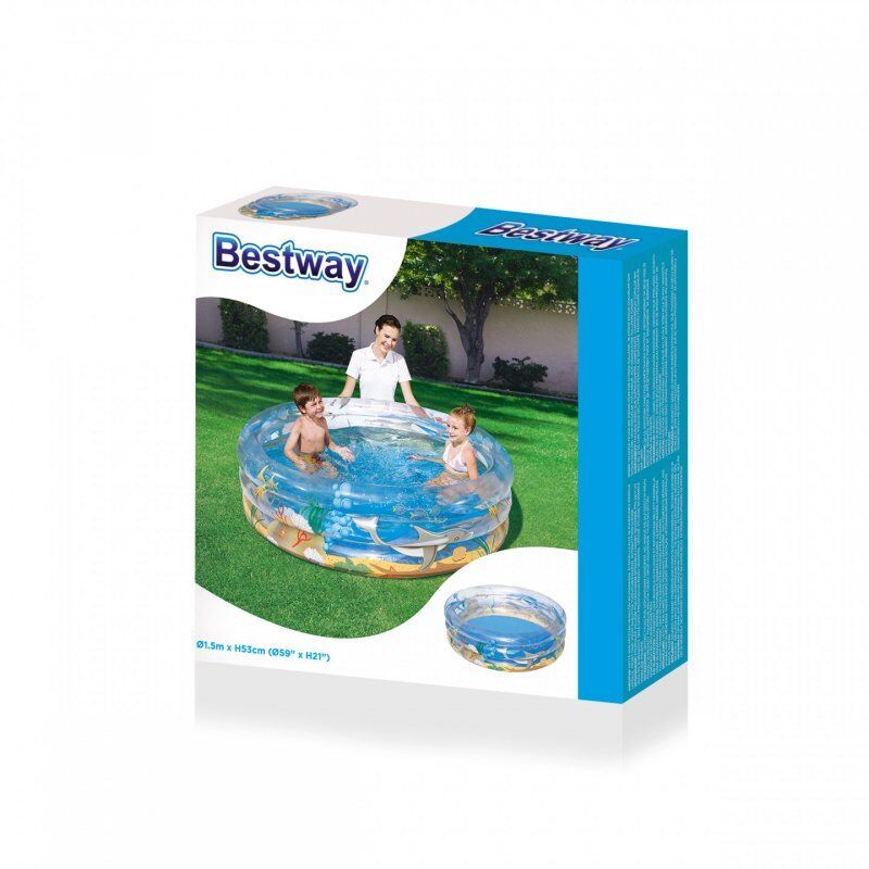 Bestway Piscine gonflable TRANSPARENTE VIE SOUMARINE Φ1.5m x H53cm