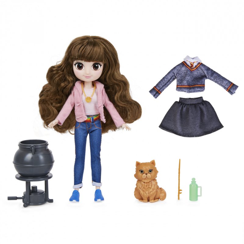 Wizarding World Coffret cadeau poupée Brilliant Hermione Granger de 20,3 cm avec 5 accessoires et 2 tenues