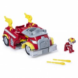 PAW Patrol , Mighty Pups Super PAWs Marshall’s Powered Up Fire Truck Transforming Vehicle