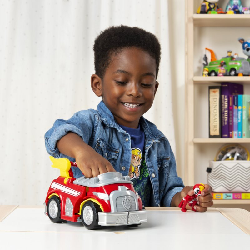 PAW Patrol , Mighty Pups Super PAWs Marshall’s Powered Up Fire Truck Transforming Vehicle