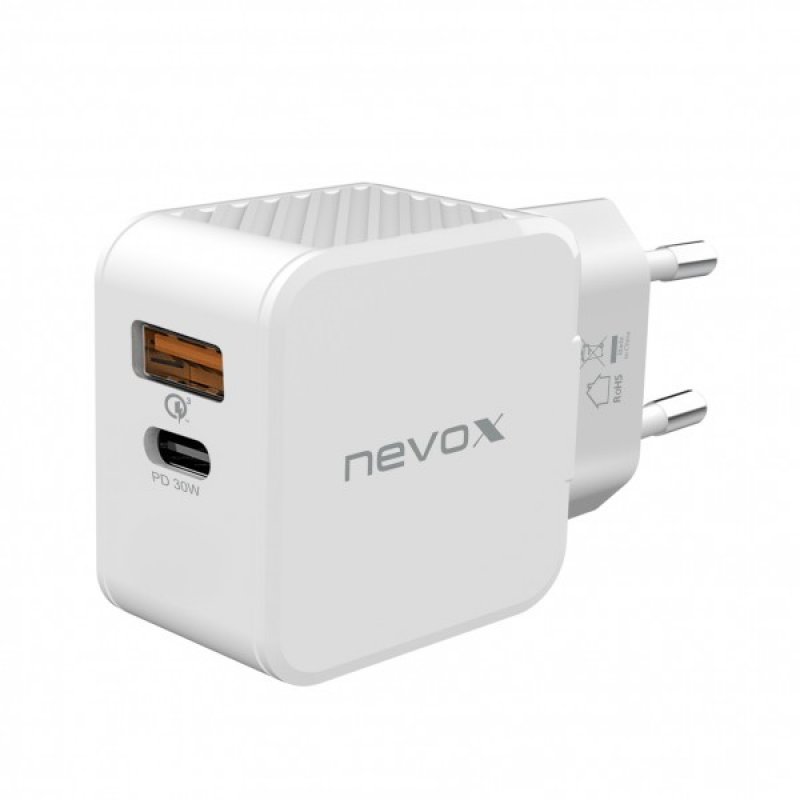Nevox USB PD Type C + QC3.0 Ladegerät | 30 Watt Weiß