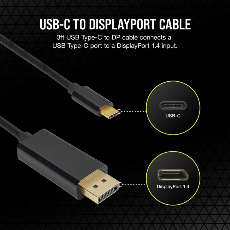 Corsair CU-9000005-WW video cable adapter 1 m USB Type-C DisplayPort Black