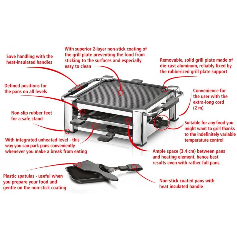 Rommelsbacher RCC 1000 raclette grill 4 person(s) 1000 W Black, Chrome