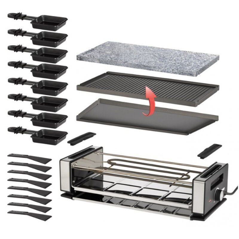 Unold Delice Basic raclette 8 personne(s) 1200 W Noir, Acier inoxydable