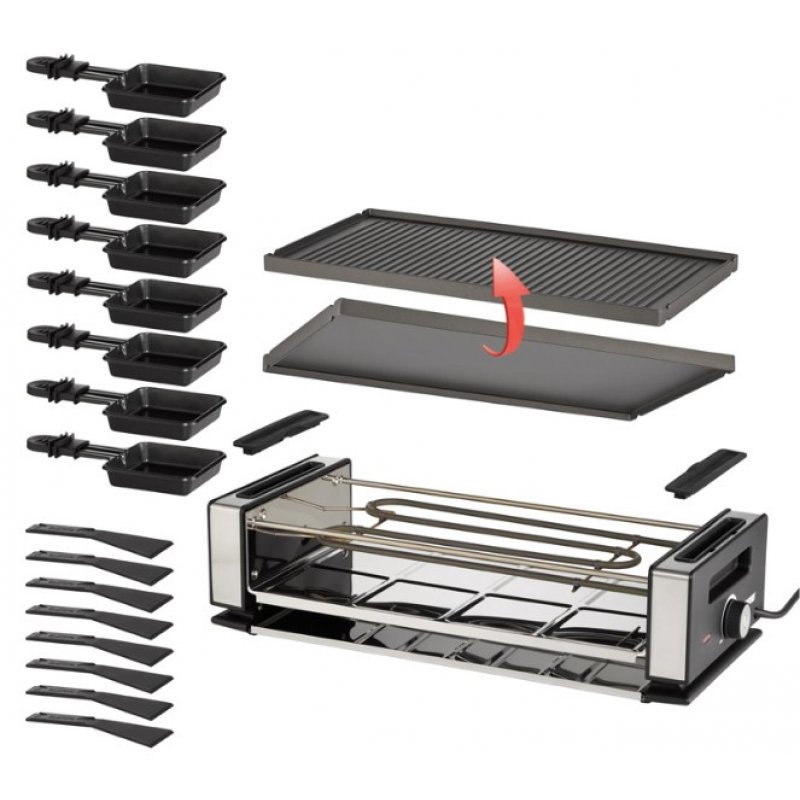 Unold Finesse Basic raclette 8 personne(s) 1200 W Noir, Acier inoxydable