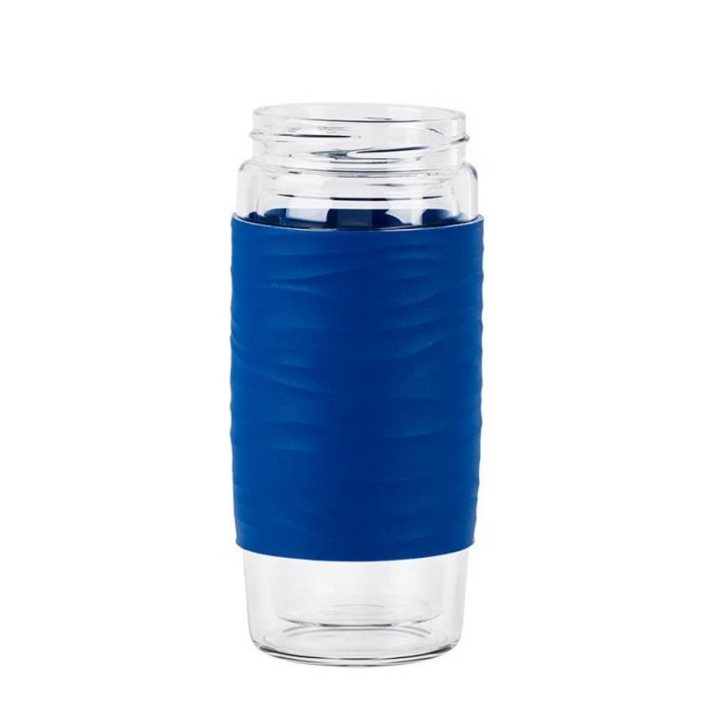 Emsa Tea Mug Isolierbecher Glas       bu | 0,4 L, blau