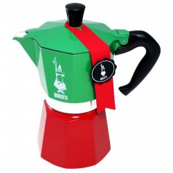 Bial Espressomaker Moka Express gn/wh/rd | Tricolore für 6 Tassen