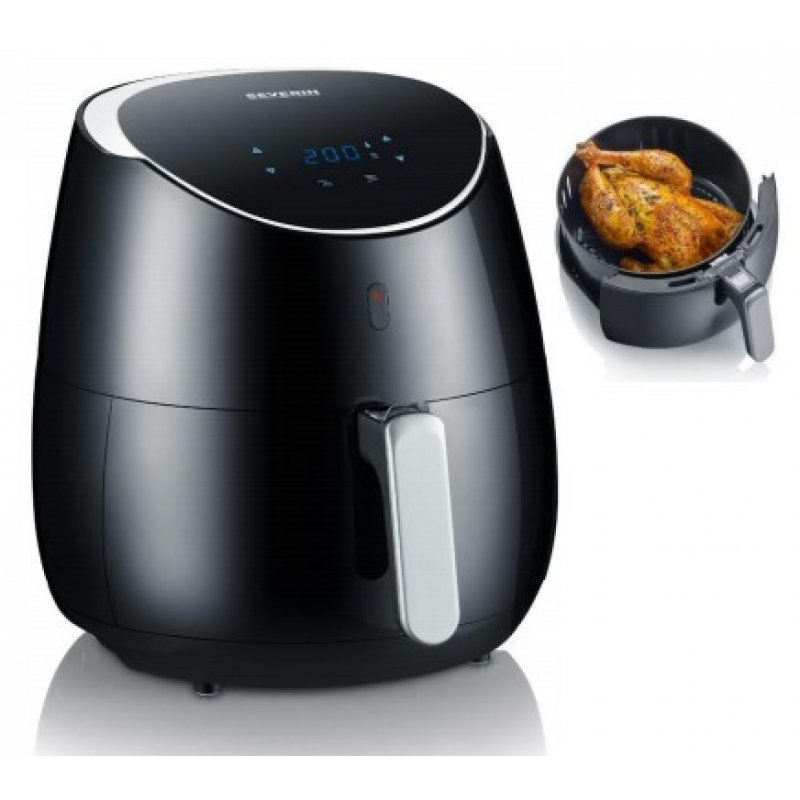 Severin FR 2445 friteuse Unique 5 L Autonome 2000 W Friteuse d’air chaud Noir, Métallique, Argent