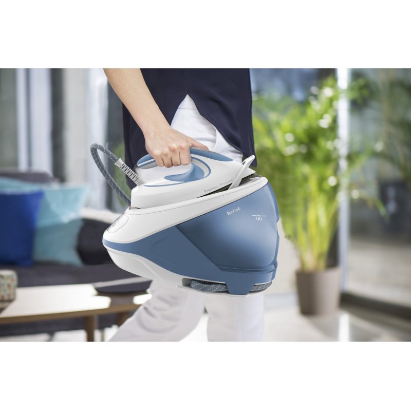 Tefal Express Protect SV9202E0 Centrale vapeur 2800 W 1,8 L Durilium AirGlide Autoclean soleplate Blanc, Bleu