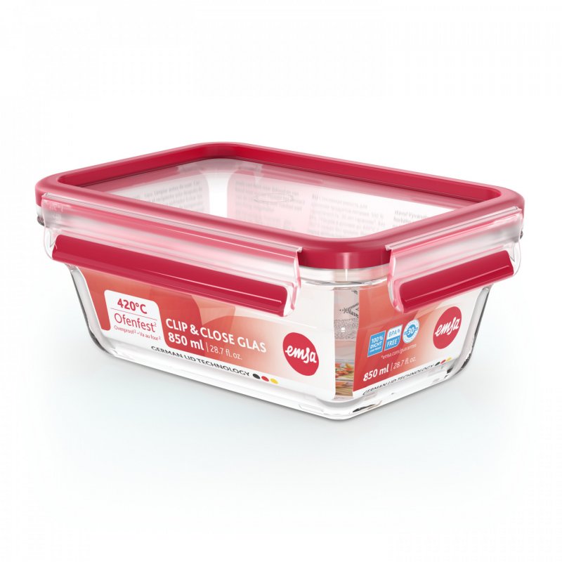 EMSA CLIP & CLOSE N1040800 food storage container Rectangular Box 0.85 L Transparent 1 pc(s)