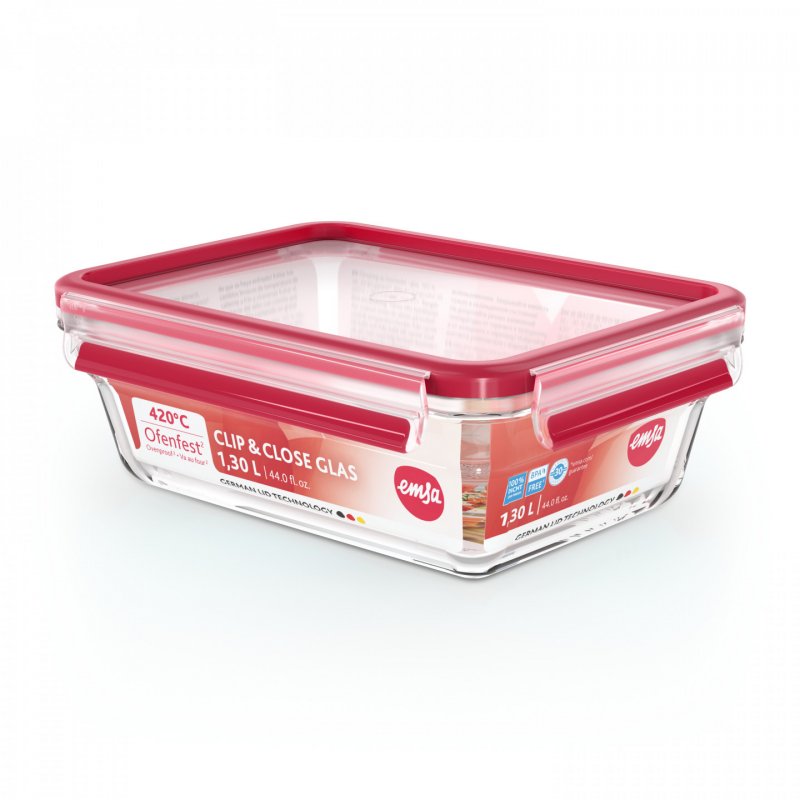 EMSA CLIP & CLOSE N1041000 food storage container Rectangular Box 1.3 L Transparent 1 pc(s)