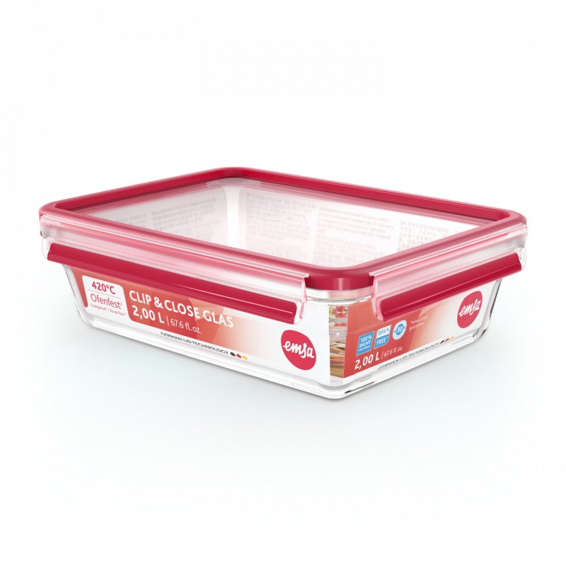 EMSA CLIP & CLOSE N1041100 food storage container Rectangular Box 2 L Transparent 1 pc(s)