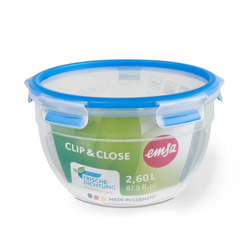 EMSA CLIP & CLOSE N1011400 food storage container Round 2.6 L Blue, Transparent 1 pc(s)
