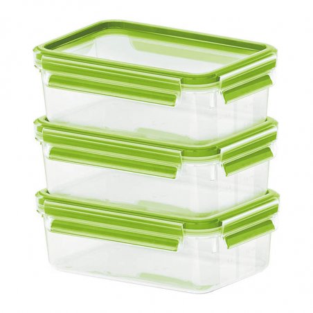EMSA CLIP & CLOSE Rectangulaire Boîte 0,55 L Vert, Transparent 3 pièce(s)