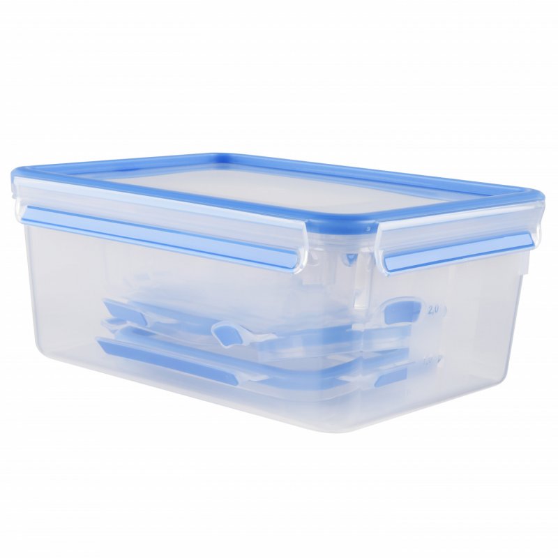 EMSA Clip & Close Rectangular Box 3.7 L Blue, Transparent 5 pc(s)
