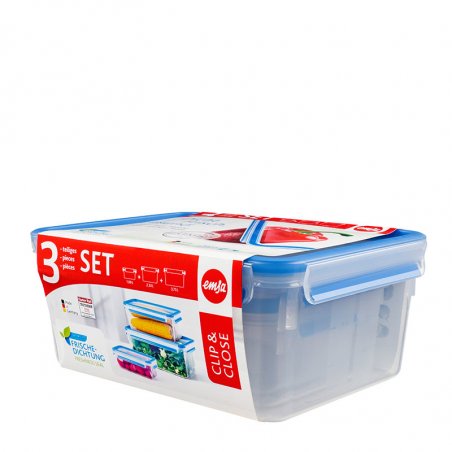 EMSA 508567 food storage container Rectangular Box Blue, Translucent 3 pc(s)