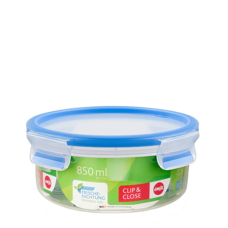 EMSA Clip & Close Round Bowl 0.85 L Blue, Transparent 1 pc(s)