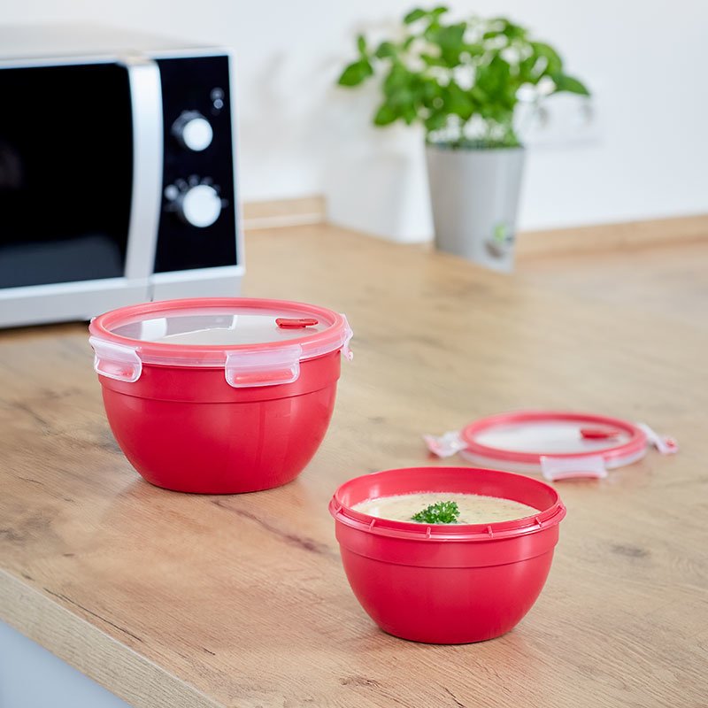 EMSA CLIP & MICRO Rond Boîte 2,6 L Rouge, Transparent 1 pièce(s)