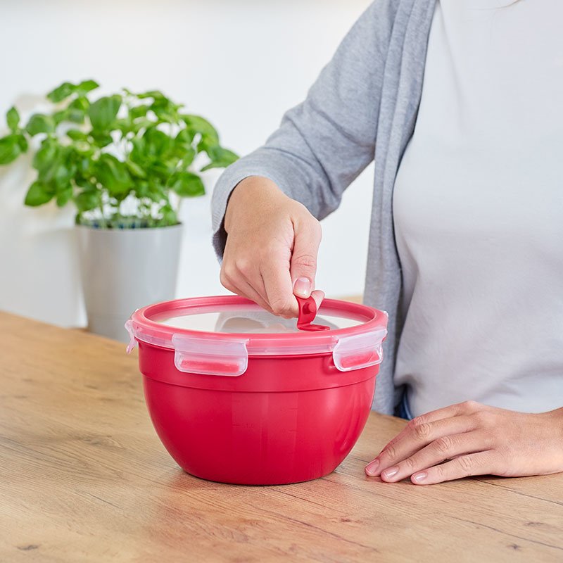 EMSA CLIP & MICRO Rond Boîte 2,6 L Rouge, Transparent 1 pièce(s)