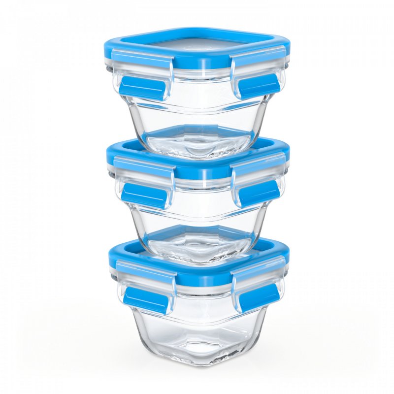 EMSA CLIP & CLOSE N1050700 food storage container Square Set Blue, Transparent 3 pc(s)
