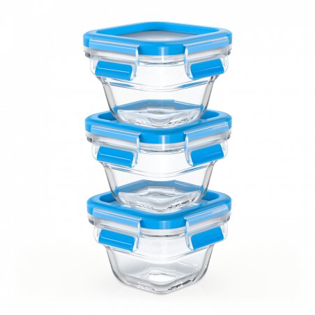 EMSA CLIP & CLOSE N1050700 food storage container Square Set Blue, Transparent 3 pc(s)