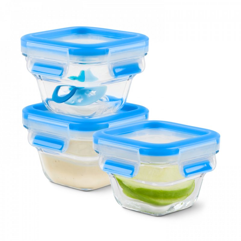 EMSA CLIP & CLOSE N1050700 food storage container Square Set Blue, Transparent 3 pc(s)
