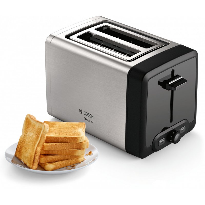 Bosch TAT4P420DE toaster 2 slice(s) 970 W Black, Silver