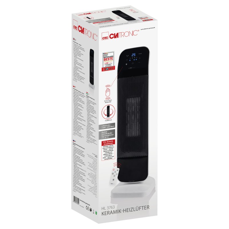 Clatronic HL 3763 Intérieure Noir, Blanc 2000 W Chauffage de ventilateur électrique