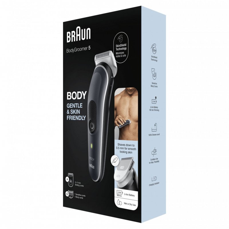 Braun BodyGroomer Body groomer 5 BG5350, with SkinShield technology and 2 attachments