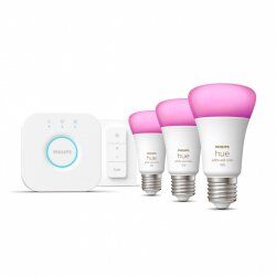 Philips Hue White and colour ambience Starter kit: 3 E27 smart bulbs (1100) + dimmer switch