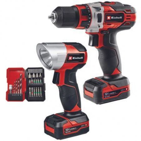 Einhell TE-CD 12/1 Li +22+CL (2x2.0Ah) Noir, Métallique, Rouge