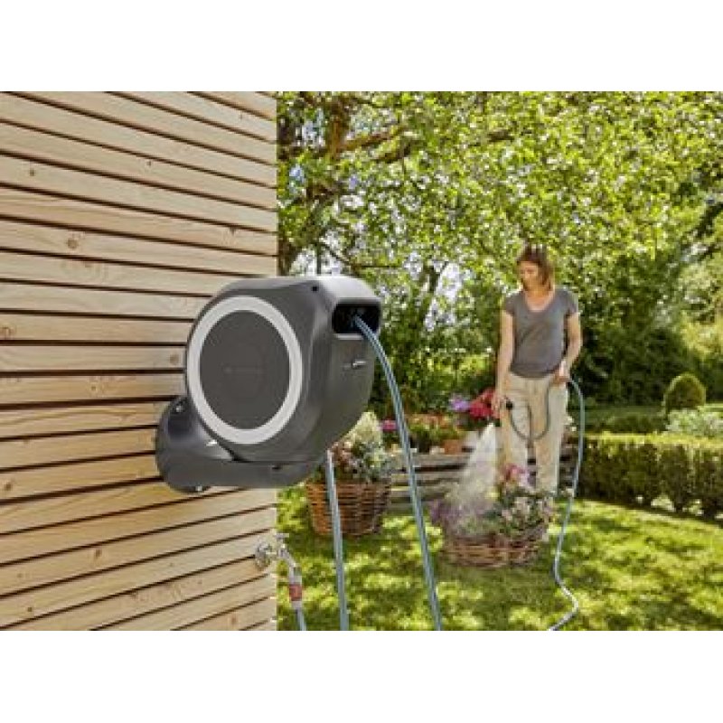 Gardena RollUp Enrouleur mural Automatique Noir, Gris