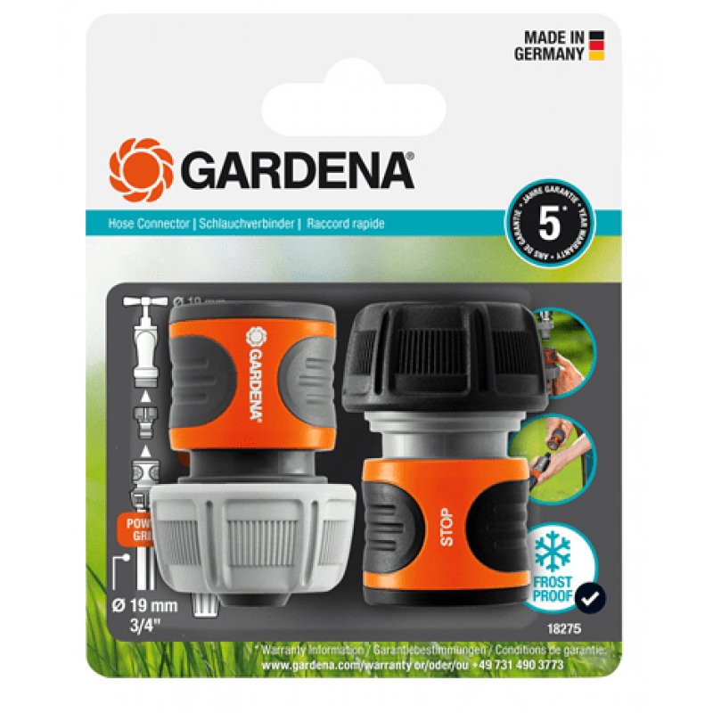 Gardena 18275-20 raccord des tuyaux d'eau Connecteur de tuyau Noir, Orange 2 pièce(s)