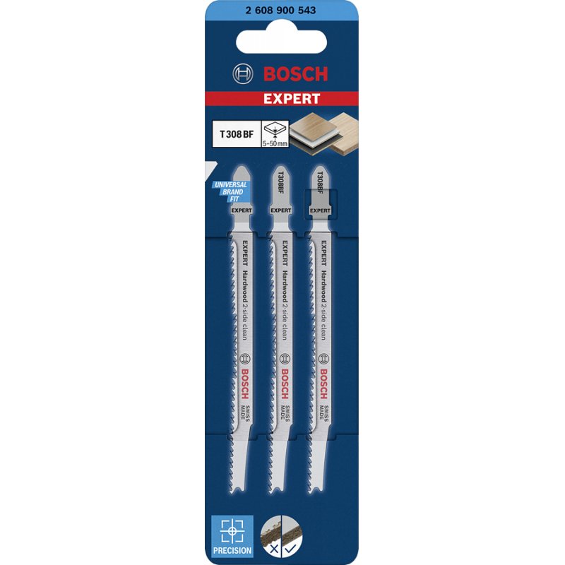 Bosch 2 608 900 543 Lame de scie sauteuse, à chantourner et sabre Lames de scie sauteuse Bimétal 3 pièce(s)