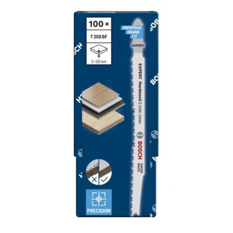 Bosch 2 608 900 546 Lame de scie sauteuse, à chantourner et sabre Lames de scie sauteuse Bimétal 100 pièce(s)