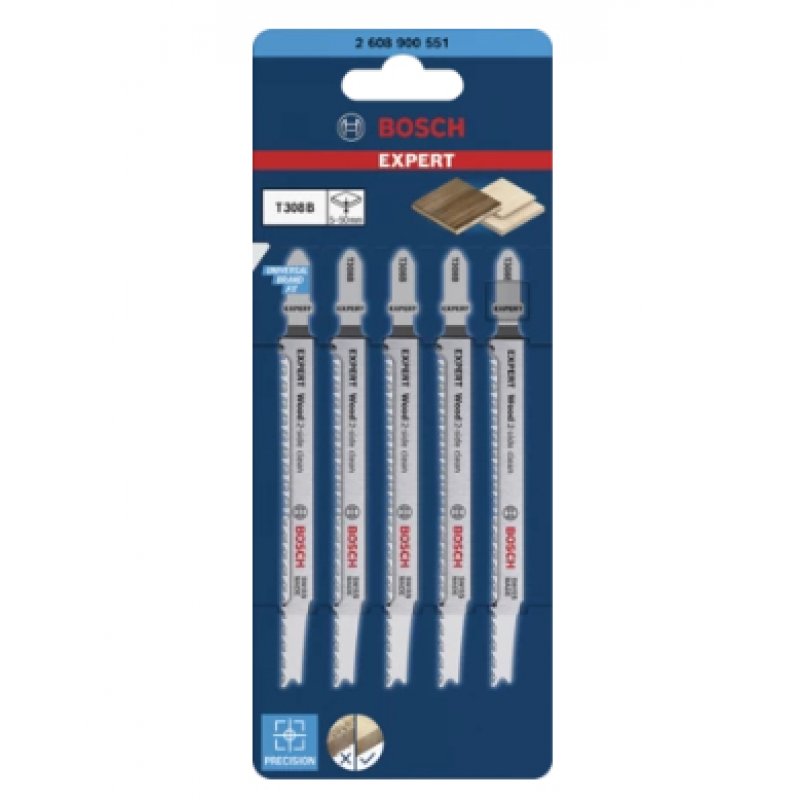 Bosch 2 608 900 551 Lame de scie sauteuse, à chantourner et sabre Lames de scie sauteuse Acier fin au carbone 5 pièce(