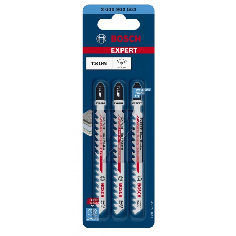 Bosch 2 608 900 563 Lame de scie sauteuse, à chantourner et sabre Lames de scie sauteuse Carbone 3 pièce(s)