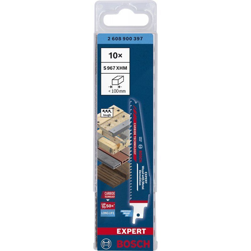 Bosch 2 608 900 397 Lame de scie sauteuse, à chantourner et sabre Lames de scie sabre Acier fin au carbone 10 pièce(s)