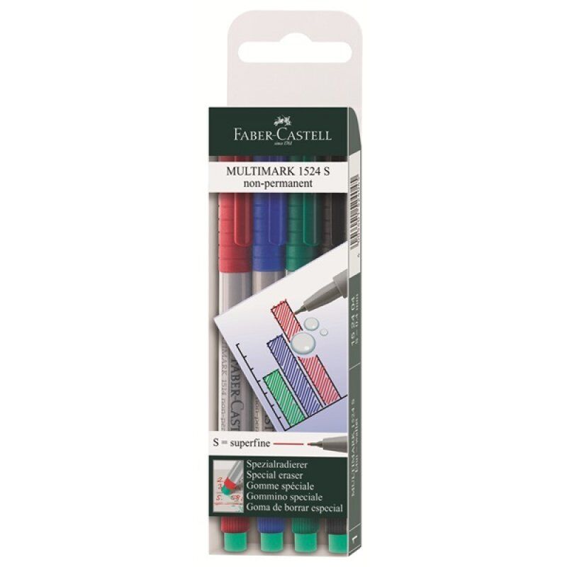 Faber-Castell MULTIMARK marker 4 pc(s) Black, Blue, Green, Red