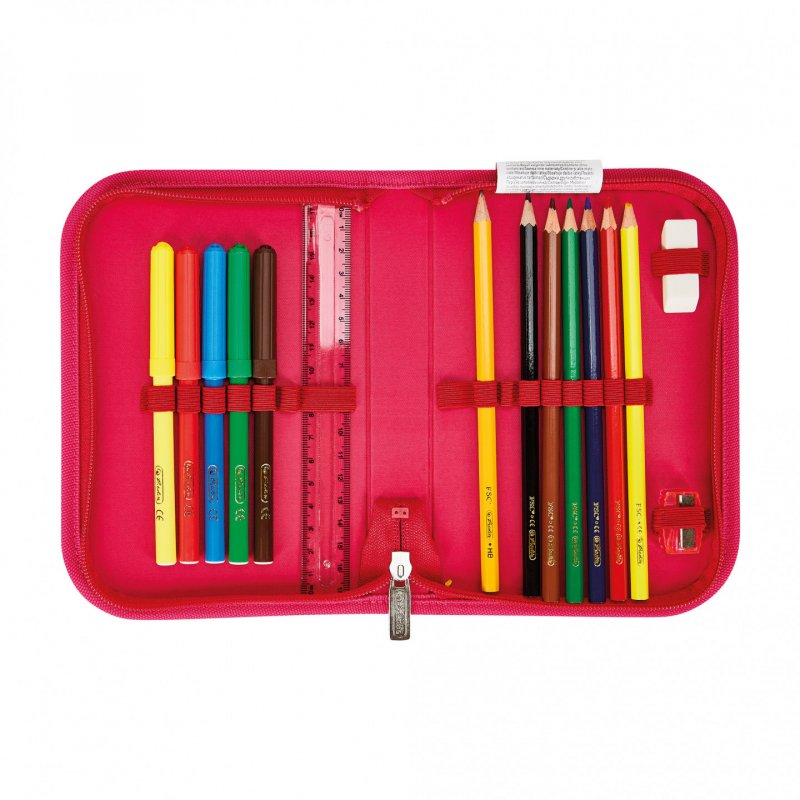 Herlitz SoftLight Plus Stars&Strips Ensemble de cartables Fille Polyester Rose, Rouge