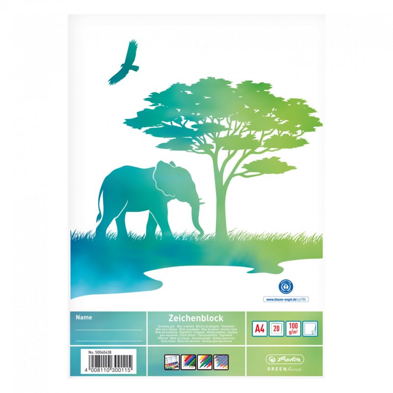 Herl Zeichenblock A4 GREENline Elefant | GREENline/ Elefant/ Bl.20