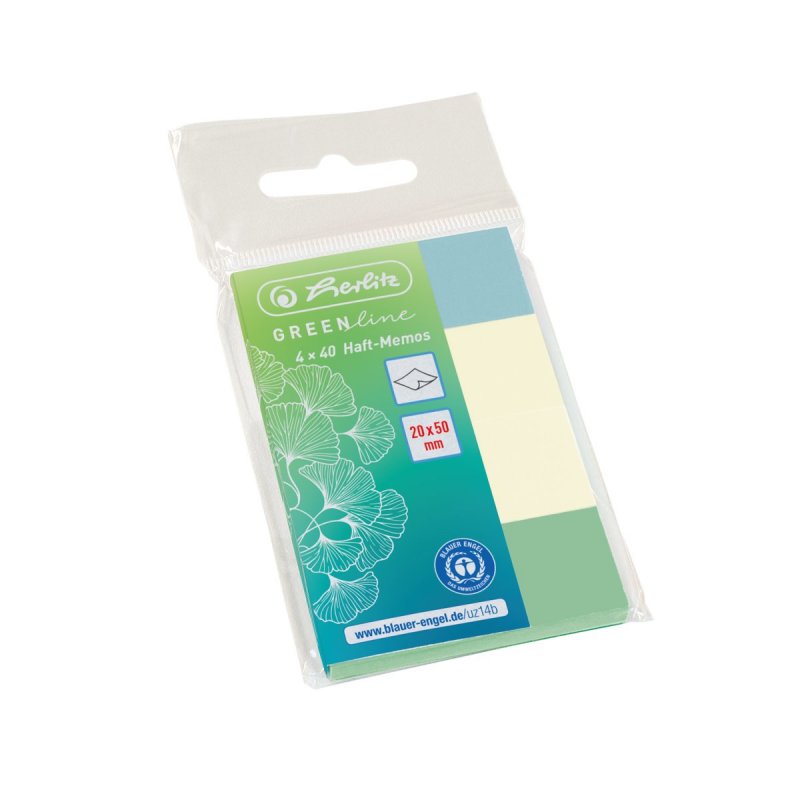 Herl Haft-Memos 20x50mm 4x40St GREENline | Blauer Engel UZ 14b